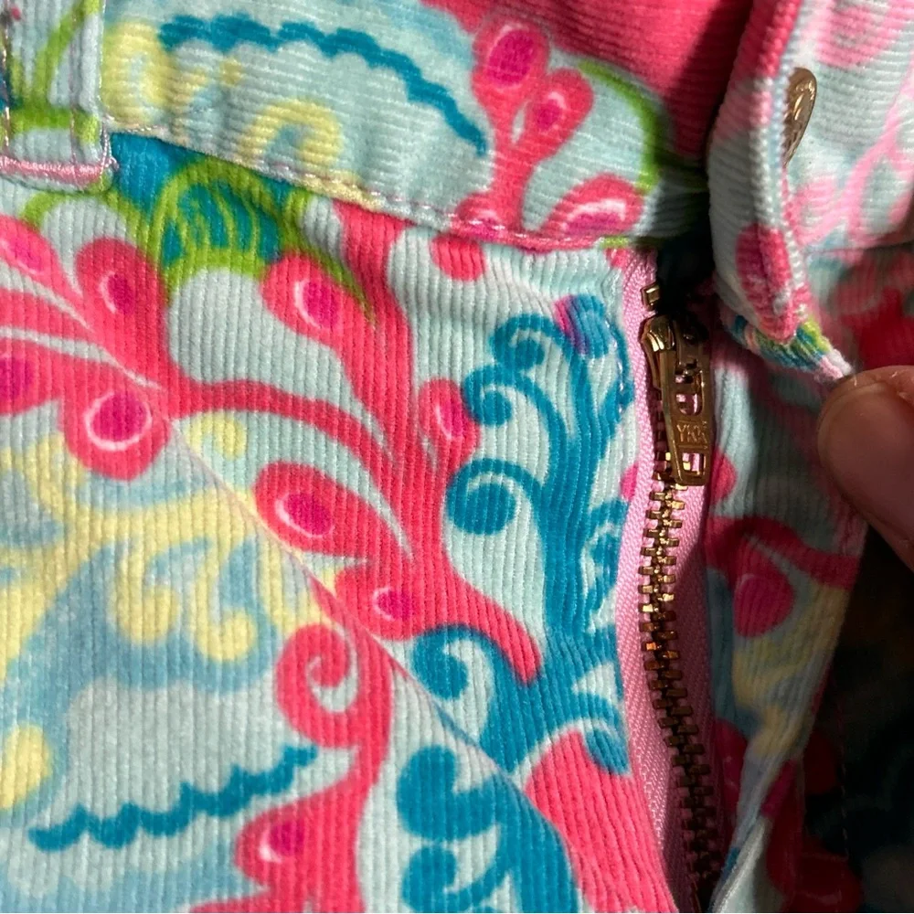 Girls Lilly Pulitzer size 10 Corduroy Colorful Pants Salamander Lizard Gecko Fun - Picture 5 of 12